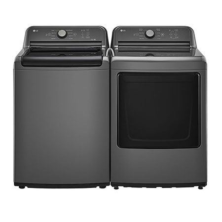Lavadora LG Carga Superior Inverter Direct Drive™ con sistema de lavado 6 Motion DD, 25 Kg – Color Negro + Secadora de gas LG con Sensor de secado Sensor Dry y Autodiagnóstico SmartDiagnosis™,  25 Kg - Color Negro