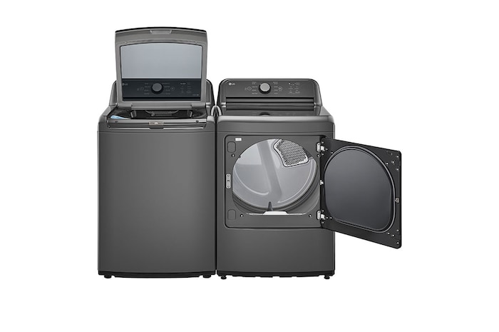 LG Lavadora LG Carga Superior Inverter Direct Drive™ con sistema de lavado 6 Motion DD, 25 Kg – Color Negro + Secadora de gas LG con Sensor de secado Sensor Dry y Autodiagnóstico SmartDiagnosis™, 25 Kg - Color Negro, WT25MT6HK.DT25MTGK