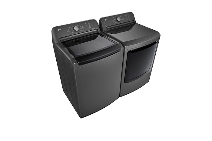 LG Lavadora LG Carga Superior Inverter Direct Drive™ con sistema de lavado 6 Motion DD, 25 Kg – Color Negro + Secadora de gas LG con Sensor de secado Sensor Dry y Autodiagnóstico SmartDiagnosis™, 25 Kg - Color Negro, WT25MT6HK.DT25MTGK
