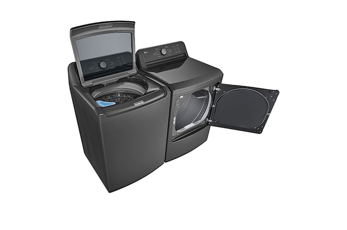 LG Lavadora LG Carga Superior Inverter Direct Drive™ con sistema de lavado 6 Motion DD, 25 Kg – Color Negro + Secadora de gas LG con Sensor de secado Sensor Dry y Autodiagnóstico SmartDiagnosis™, 25 Kg - Color Negro, WT25MT6HK.DT25MTGK