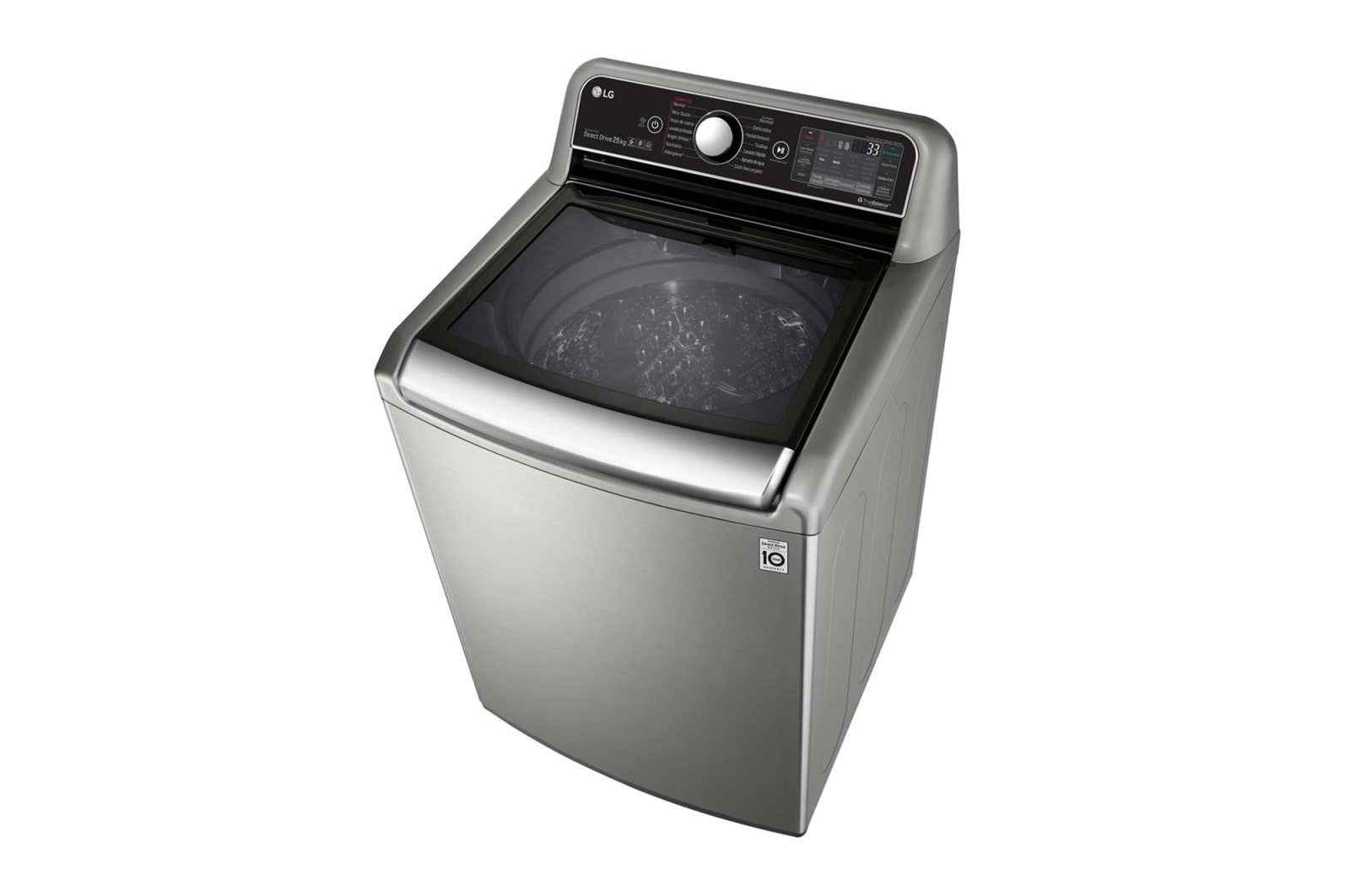 LG Lavadora Carga Superior Inteligente  6 Motion DD, con Motor Inverter Direct Drive, Turbo Shot 25Kg color Plata con Conectividad LG ThinQ, WT25VTS6H