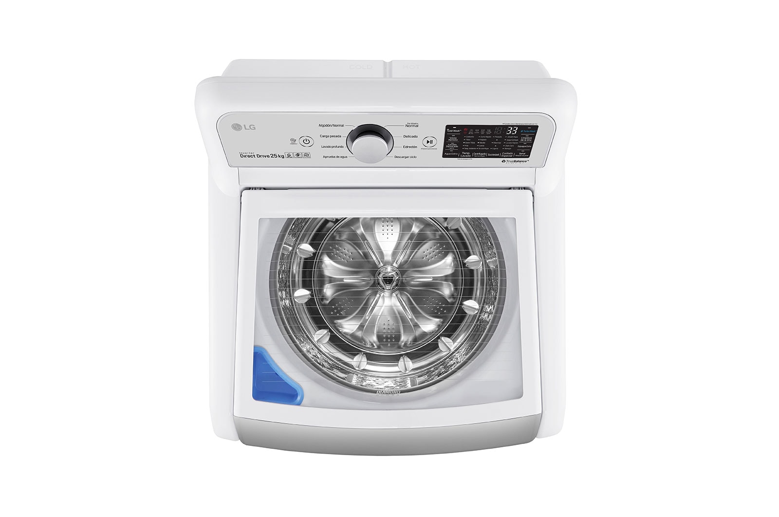 LG Lavadora smart Carga Superior 6 Motion DD, con Motor Inverter Direct Drive, Turbo Wash 25Kg color Blanco, WT25WT6H