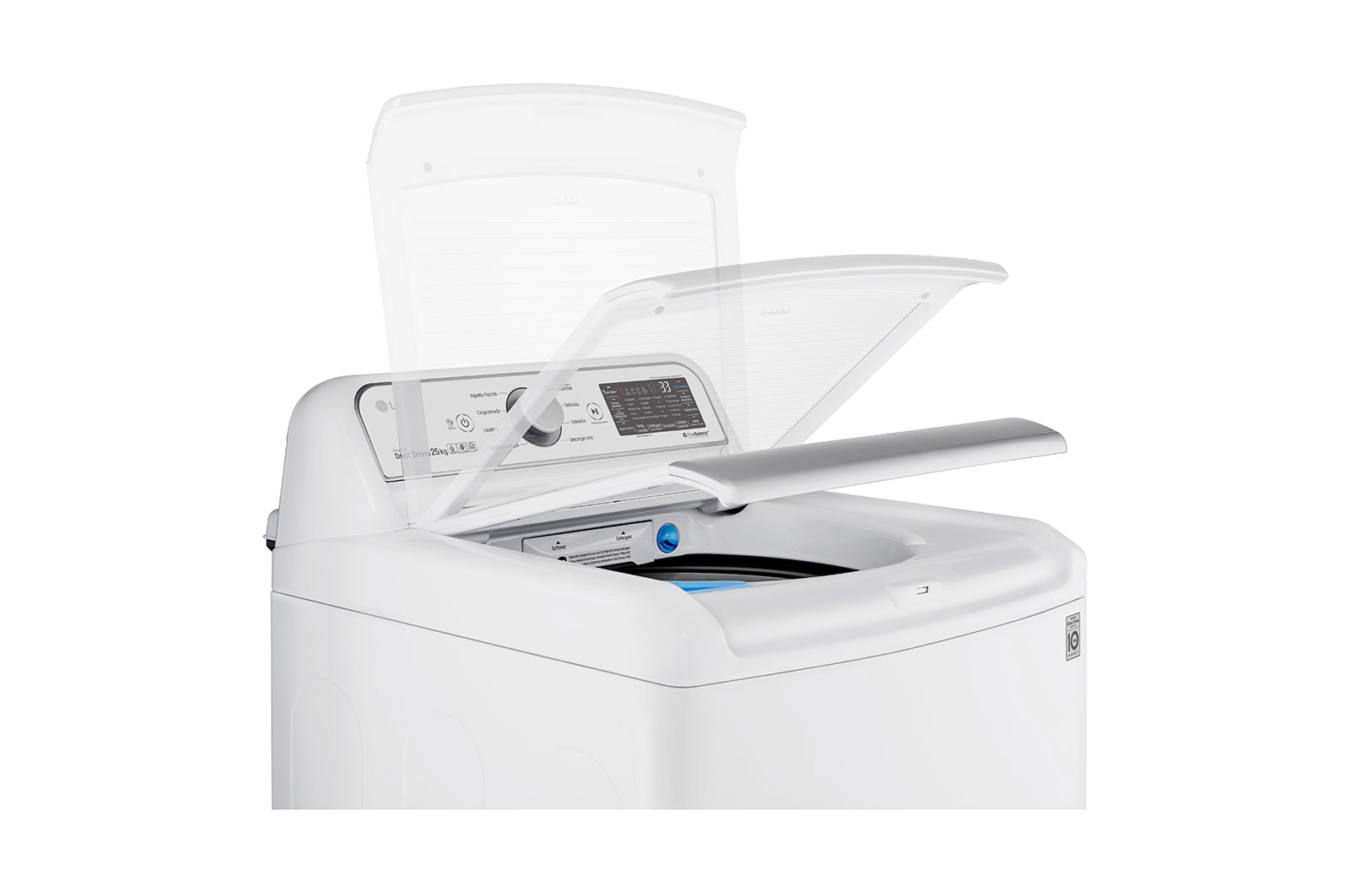 LG Lavadora smart Carga Superior 6 Motion DD, con Motor Inverter Direct Drive, Turbo Wash 25Kg color Blanco, WT25WT6H