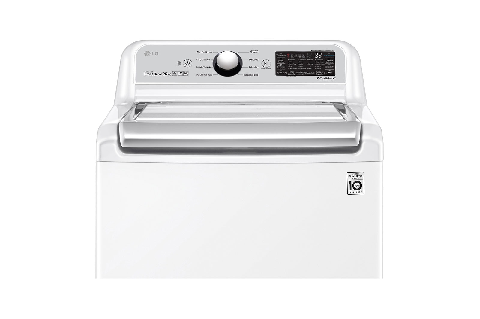 LG Lavadora smart Carga Superior 6 Motion DD, con Motor Inverter Direct Drive, Turbo Wash 25Kg color Blanco, WT25WT6H