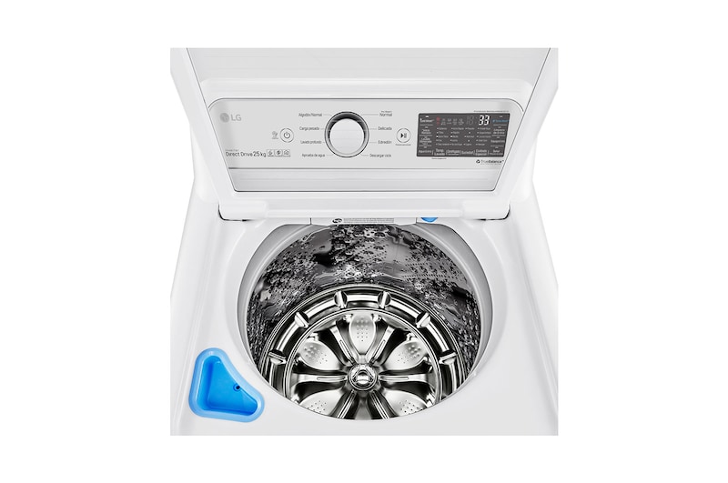 LG Lavadora smart Carga Superior 6 Motion DD, con Motor Inverter Direct Drive, Turbo Wash 25Kg color Blanco, WT25WT6H