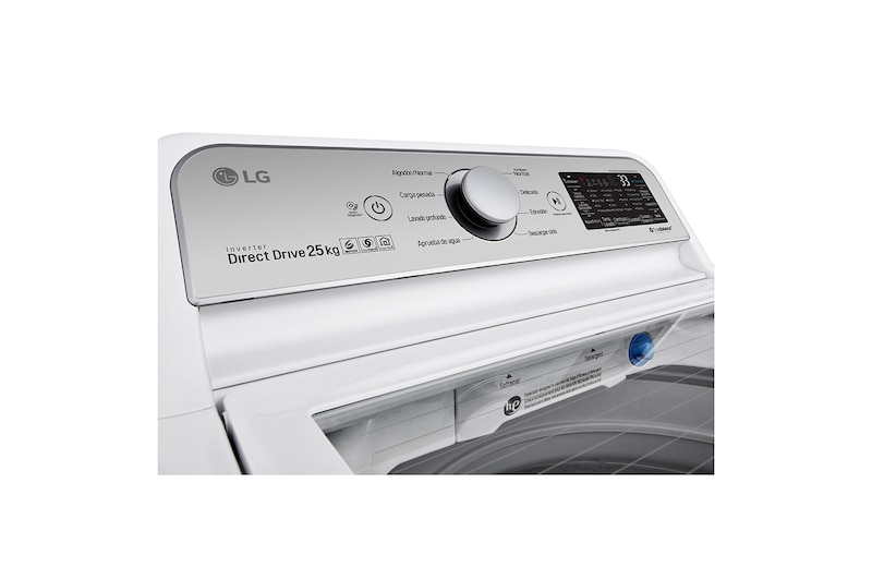 LG Lavadora smart Carga Superior 6 Motion DD, con Motor Inverter Direct Drive, Turbo Wash 25Kg color Blanco, WT25WT6H