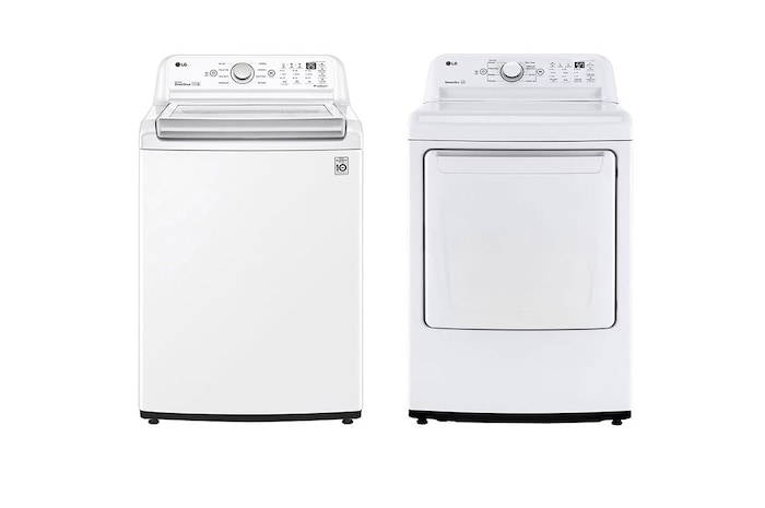 LG Lavadora LG Carga Superior Inverter DD con sistema 6 Motion DD 25 Kg - Blanco + Secadora de gas LG con Sensor de secado Sensor Dry y SmartDiagnosis™, 25 Kg - Color blanco, WT25WT6HK.DT25WTG