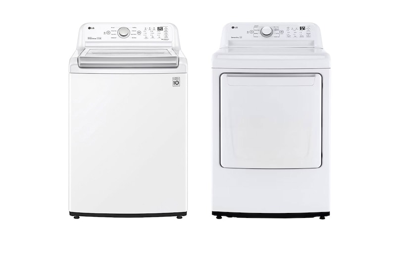 LG Lavadora LG Carga Superior Inverter DD con sistema 6 Motion DD 25 Kg - Blanco + Secadora de gas LG con Sensor de secado Sensor Dry y SmartDiagnosis™, 25 Kg - Color blanco, WT25WT6HK.DT25WTG