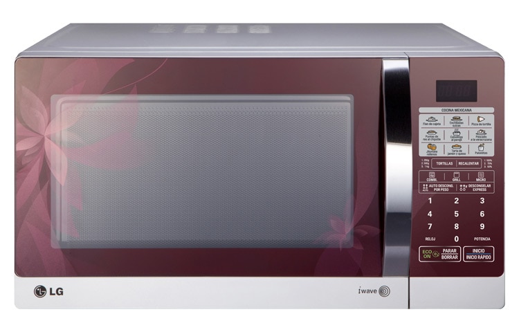 Vista frontal de HORNO DE MICROONDAS LG GRILL 2 EN 1 1.1 pies³ ROJO FLORAL MH1143AAF