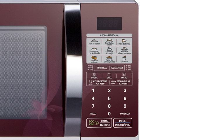 LG HORNO DE MICROONDAS LG GRILL 2 EN 1 1.1 pies³ ROJO FLORAL, MH1143AAF