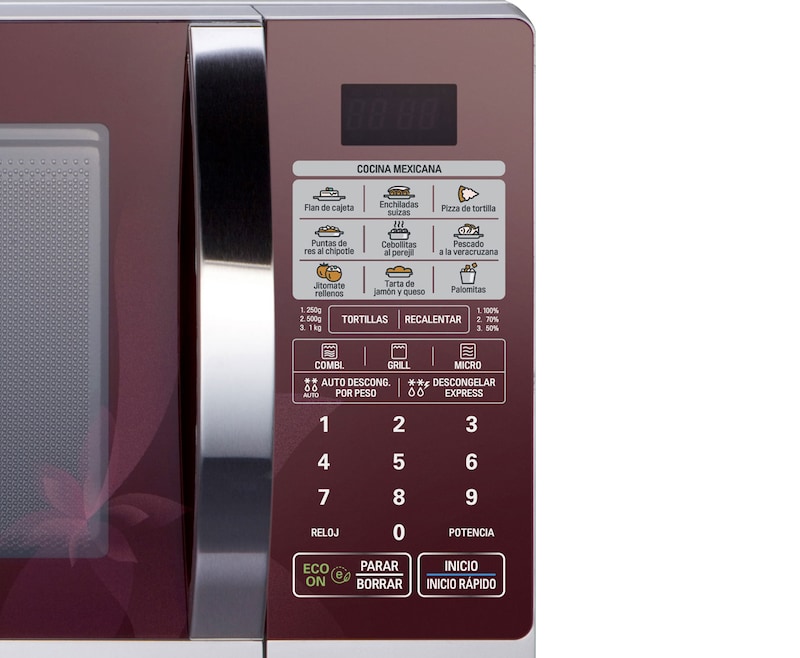 LG HORNO DE MICROONDAS LG GRILL 2 EN 1 1.1 pies³ ROJO FLORAL, MH1143AAF