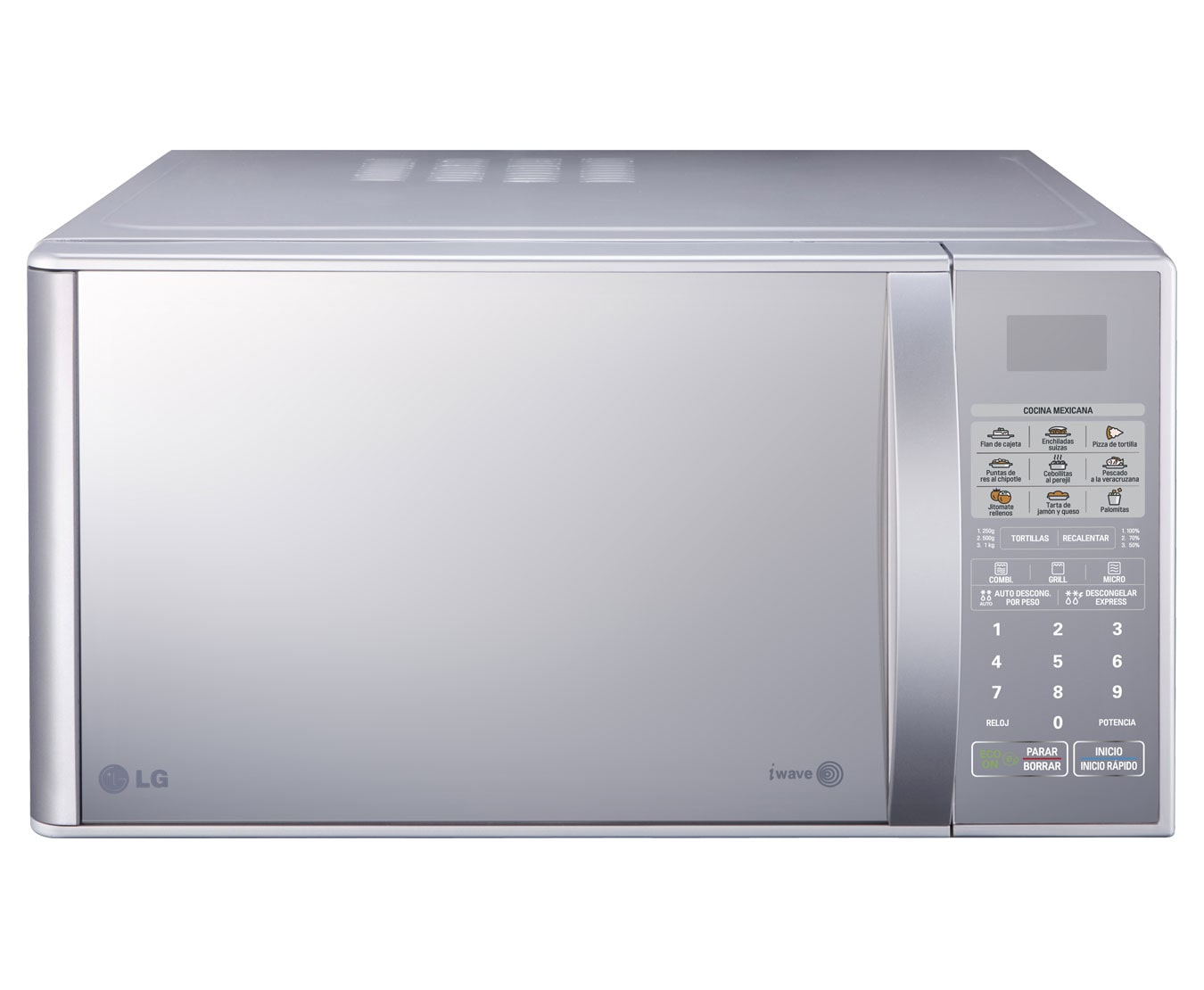 Vista frontal de HORNO DE MICROONDAS LG GRILL 2 EN 1 1.1 pies³ SILVER / ESPEJO MH1143BSM