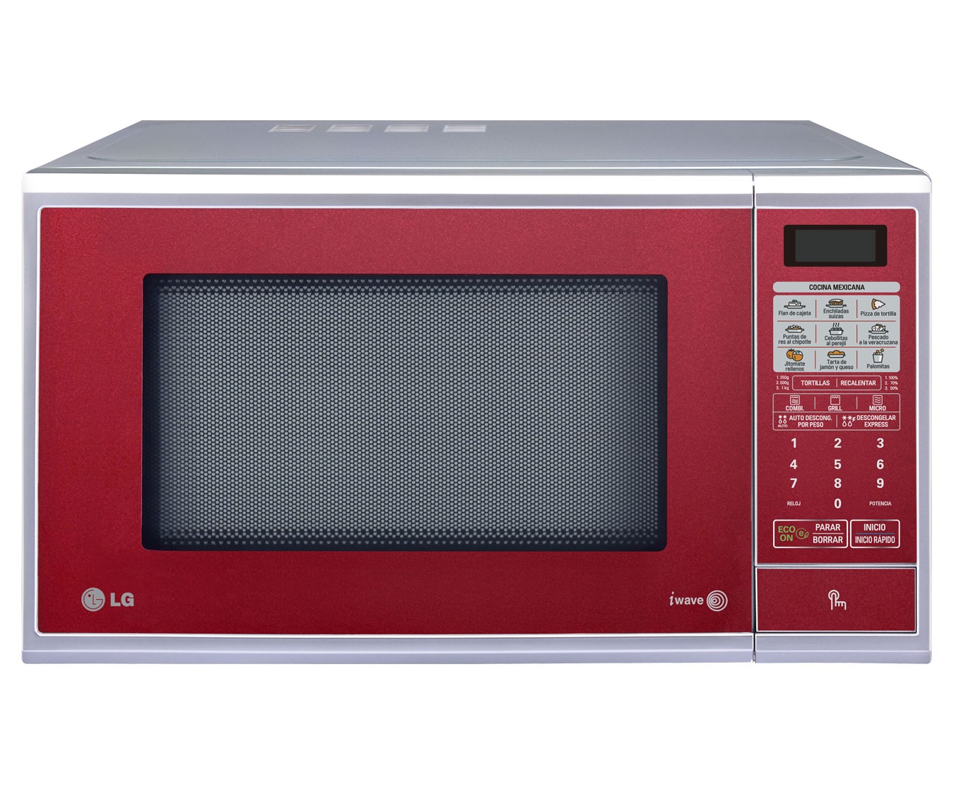 Vista frontal de HORNO DE MICROONDAS LG GRILL 2 EN 1 1.1 PIES³ ROJO MH1143SR