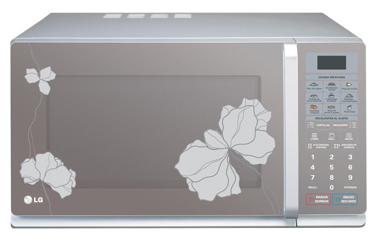 Vista frontal de HORNO DE MICROONDAS COLECCIÓN DISEÑADORES LG GRILL 2 EN 1 1.4 PIES3 - FLORAL SILVER MH1443AP