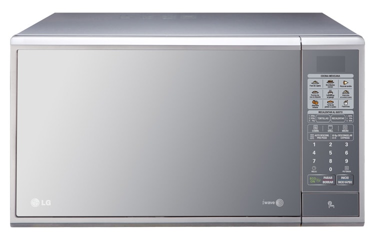 Vista frontal de HORNO DE MICROONDAS LG GRILL 2 EN 1 1.4 pies³ SILVER Y ESPEJO EN PUERTA MH1443SSM