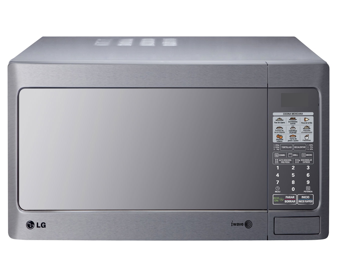 Vista frontal de HORNO DE MICROONDAS LG GRILL 2 EN 1 1.4 PIES³ ESPEJO ACERO INOXIDABLE MH1443XAR