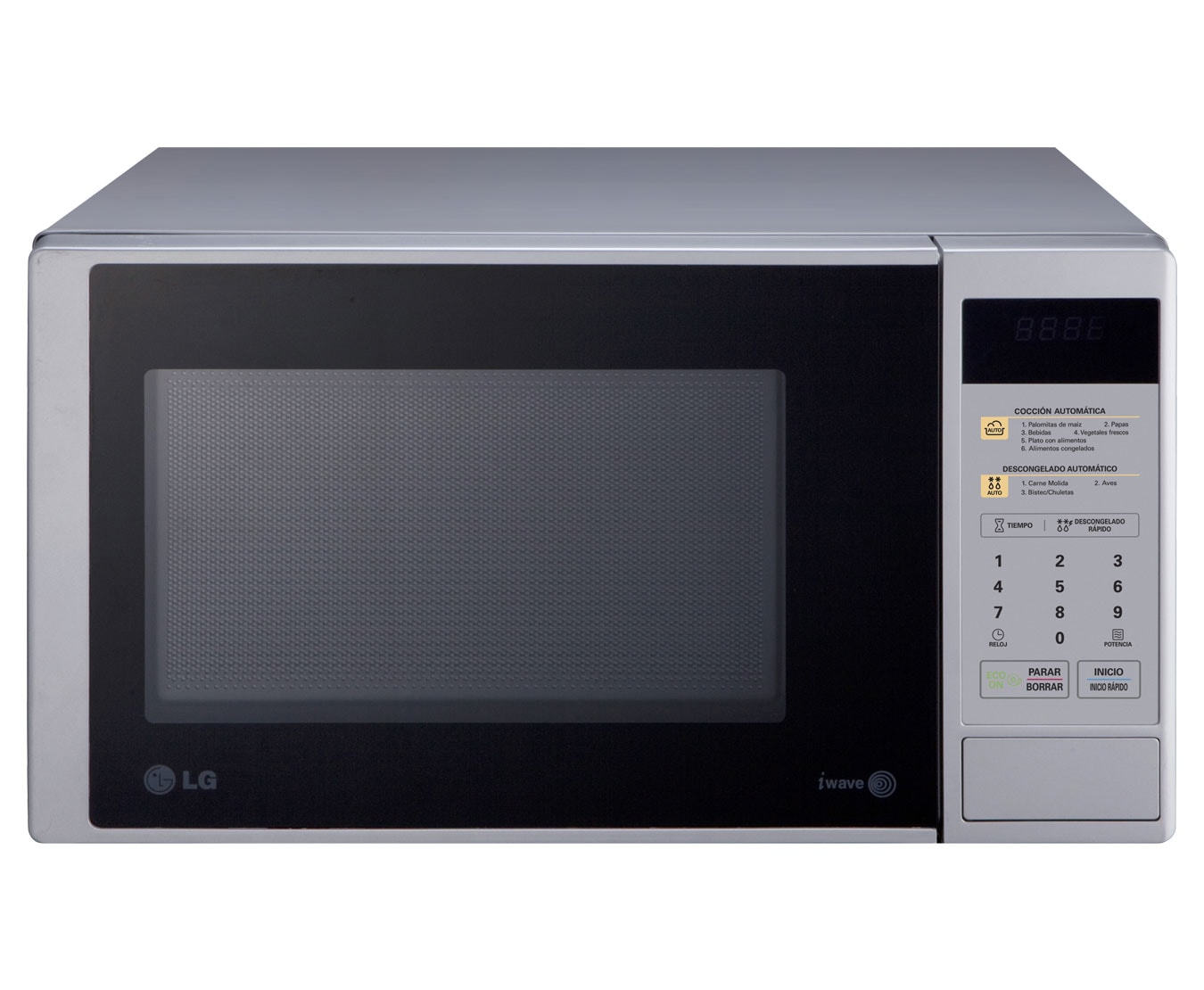 Vista frontal de HORNO DE MICROONDAS LG SOLO 0.9 PIES³ SILVER MS0942DS