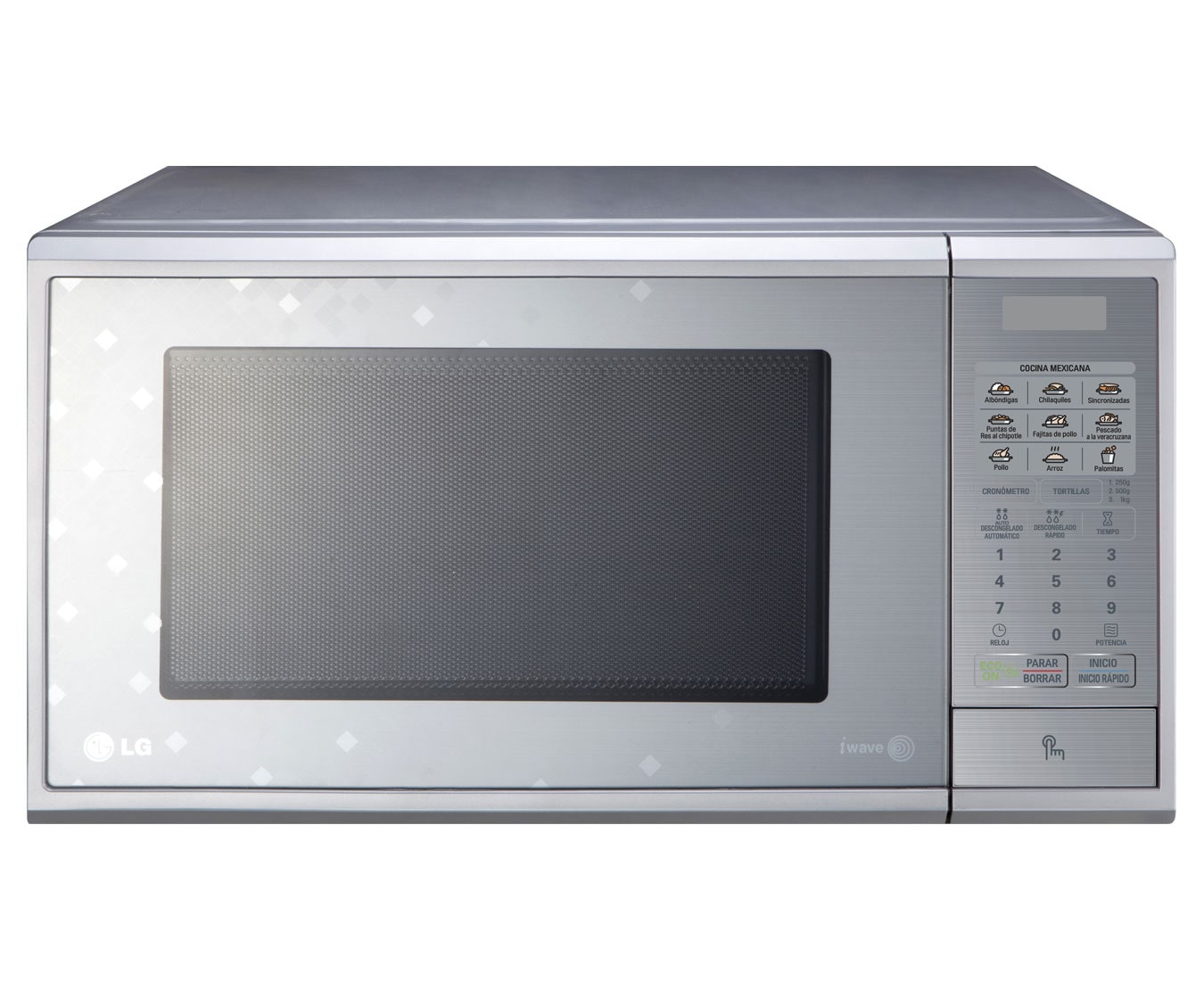 Vista frontal de HORNO DE MICROONDAS LG SOLO 1.1 pies³ DIAMANTE SILVER MS1143SAN