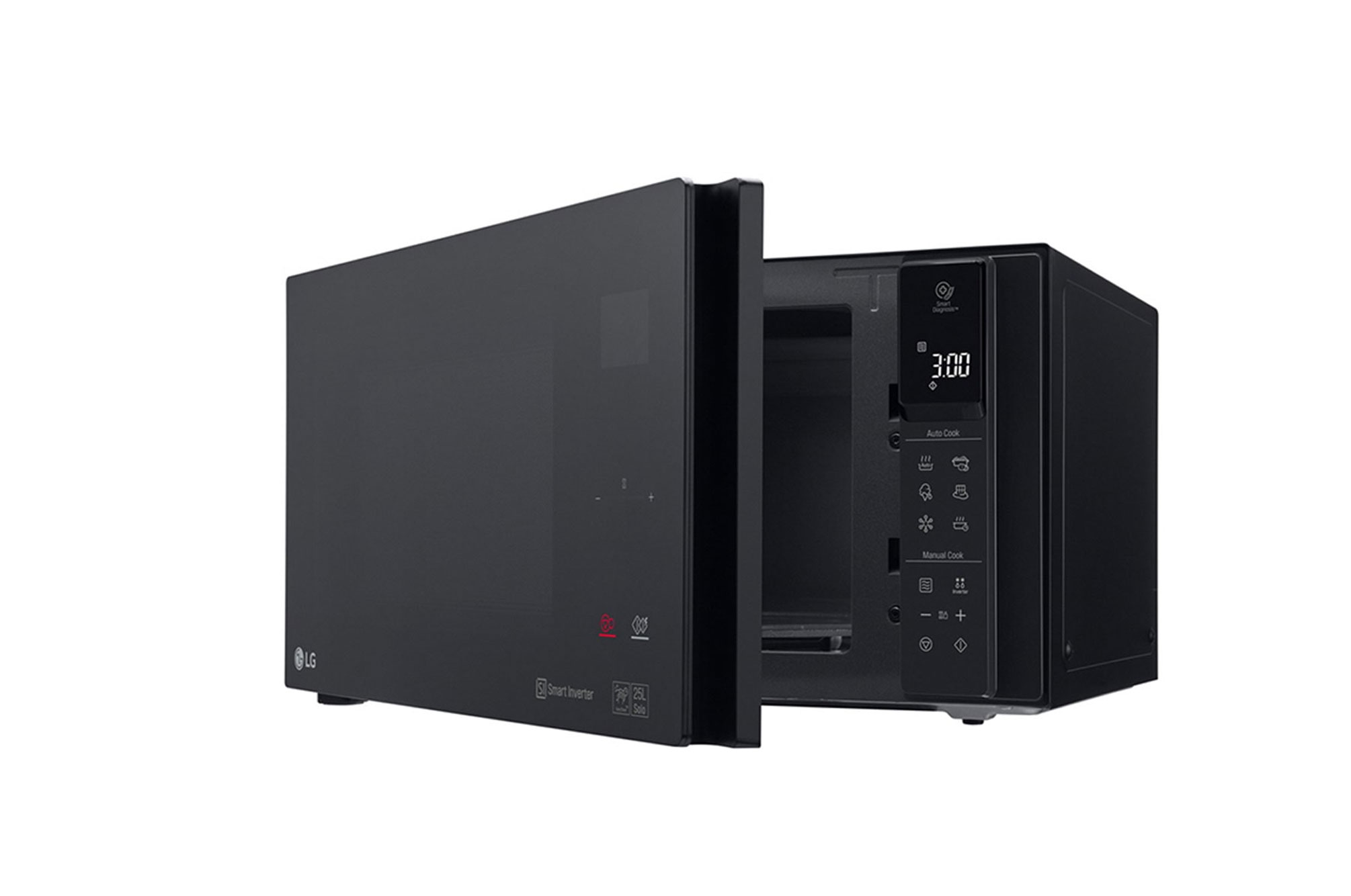 side view with half door open