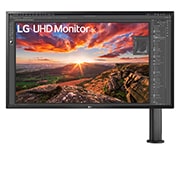 Vista frontal del monitor con el brazo del lado derecho