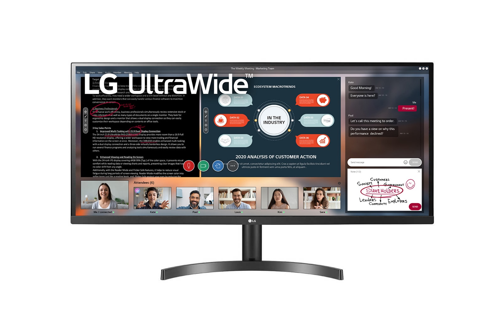 Vista frontal de Monitor 34&#34; UltraWide™ Full HD IPS LED 34WL500-B