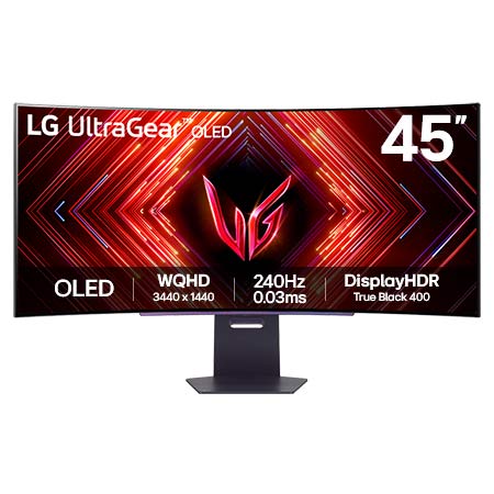 Monitor gaming curvo OLED UltraGear™ de 45” | 800R, DisplayHDR True Black 400, 240 Hz, 0.03 ms (GtG)