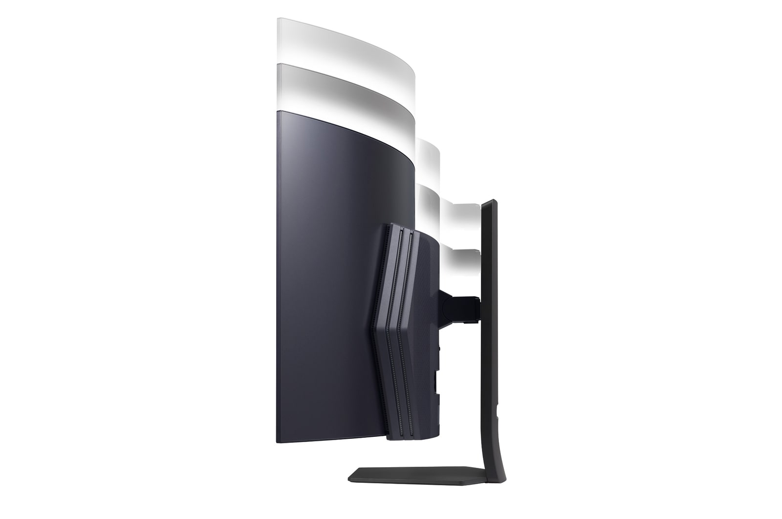 Side view of height adjustable stand with lights off