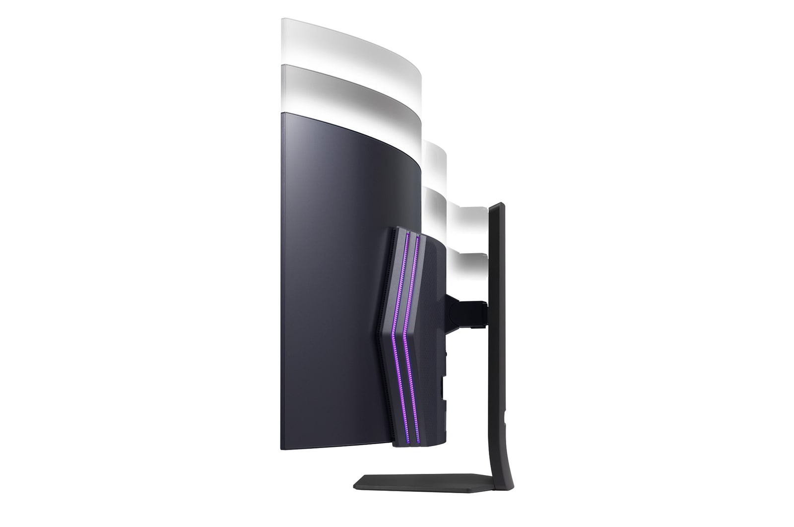 Side view of height adjustable stand with lights on