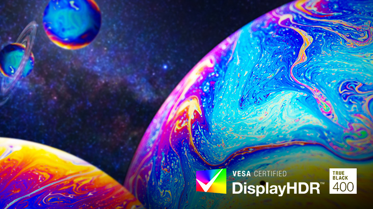 Detalles realistas de DisplayHDR True Black 400 y DCI-P3 98,5%.