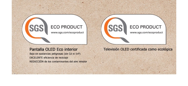 El logotipo de la certificación SGS en los paneles OLED y los televisores OLED.