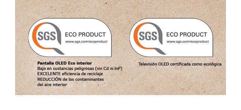 El logotipo de la certificación SGS en los paneles OLED y los televisores OLED.