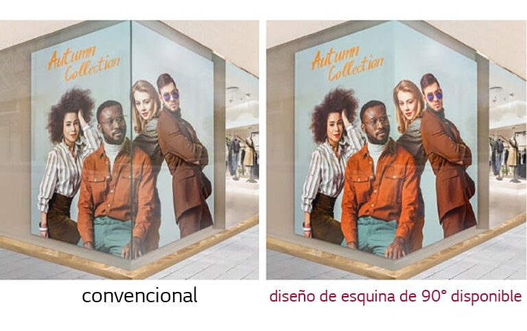 diseño de esquina de 90° disponible