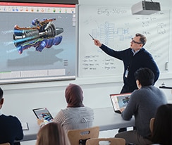 Escenas del uso de LG ProBeam en la escuela.