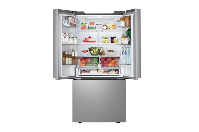 front view with top open door with food