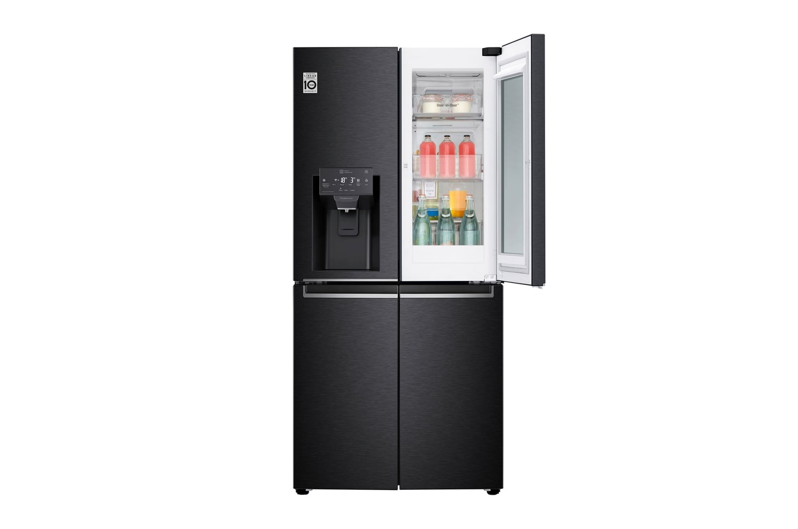 LG Refrigerador French Door LG Instaview™ Door-in-Door Inteligente 18 pies cúbicos - Acero Negro Mate con Despachador de Agua y Hielos  | LINEAR INVERTER, LM57SXT