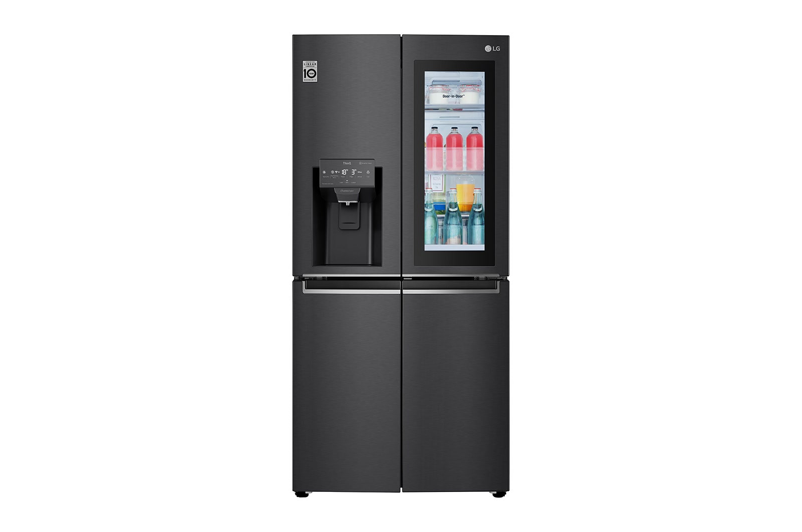 LG Refrigerador French Door LG Instaview™ Door-in-Door Inteligente 18 pies cúbicos - Acero Negro Mate con Despachador de Agua y Hielos  | LINEAR INVERTER, LM57SXTN