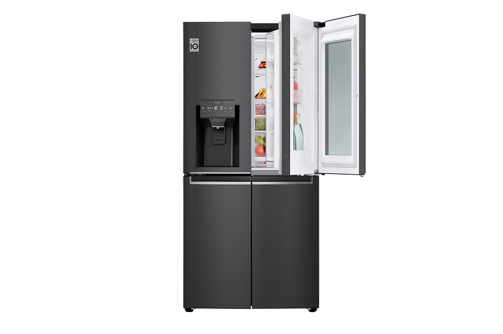 LG Refrigerador French Door LG Instaview™ Door-in-Door Inteligente 18 pies cúbicos - Acero Negro Mate con Despachador de Agua y Hielos  | LINEAR INVERTER, LM57SXTN