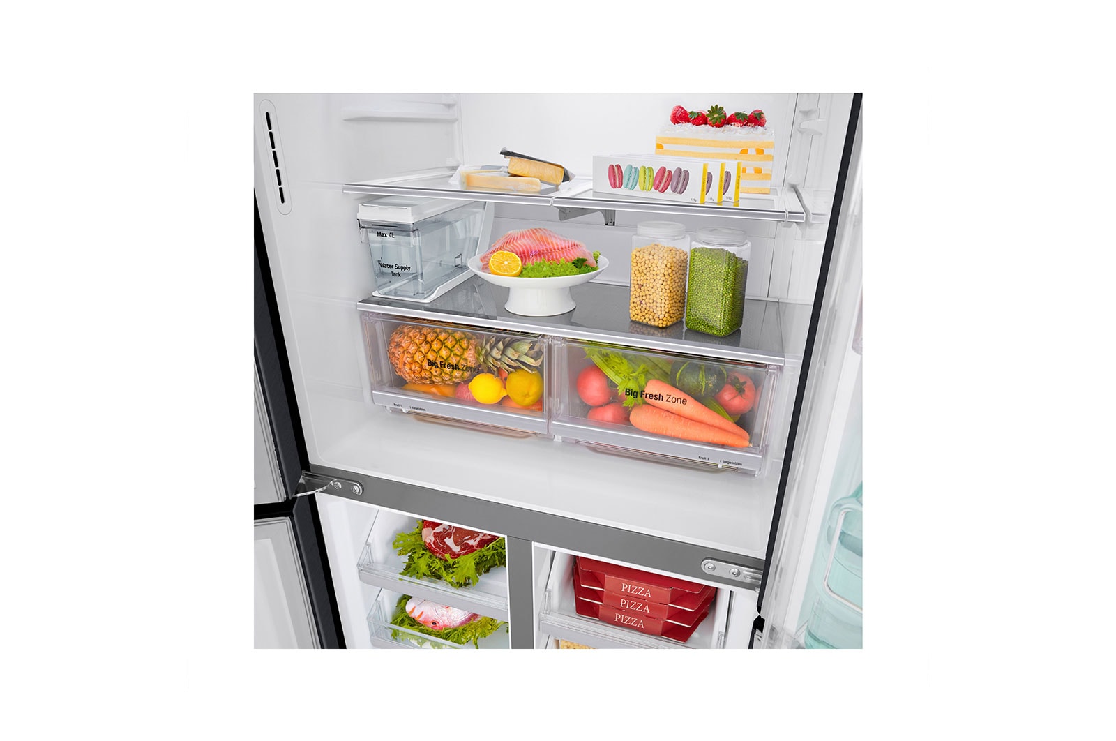 LG Refrigerador French Door LG Instaview™ Door-in-Door Inteligente 18 pies cúbicos - Acero Negro Mate con Despachador de Agua y Hielos  | LINEAR INVERTER, LM57SXTN