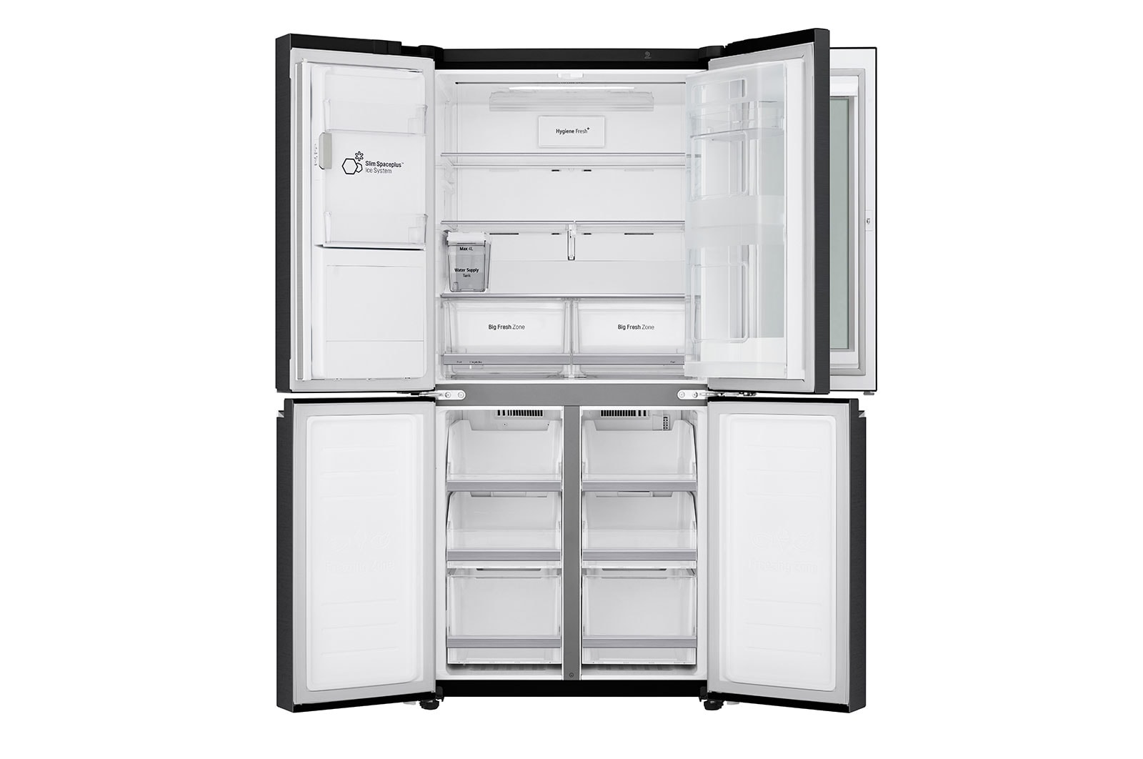 LG Refrigerador French Door LG Instaview™ Door-in-Door Inteligente 18 pies cúbicos - Acero Negro Mate con Despachador de Agua y Hielos  | LINEAR INVERTER, LM57SXTN