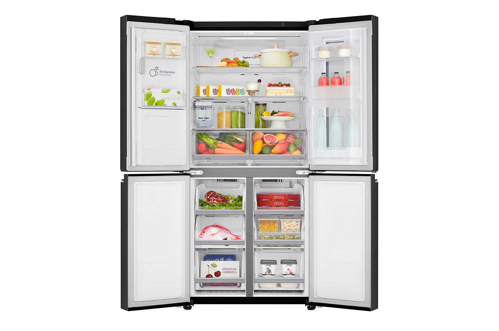 LG Refrigerador French Door LG Instaview™ Door-in-Door Inteligente 18 pies cúbicos - Acero Negro Mate con Despachador de Agua y Hielos  | LINEAR INVERTER, LM57SXTN