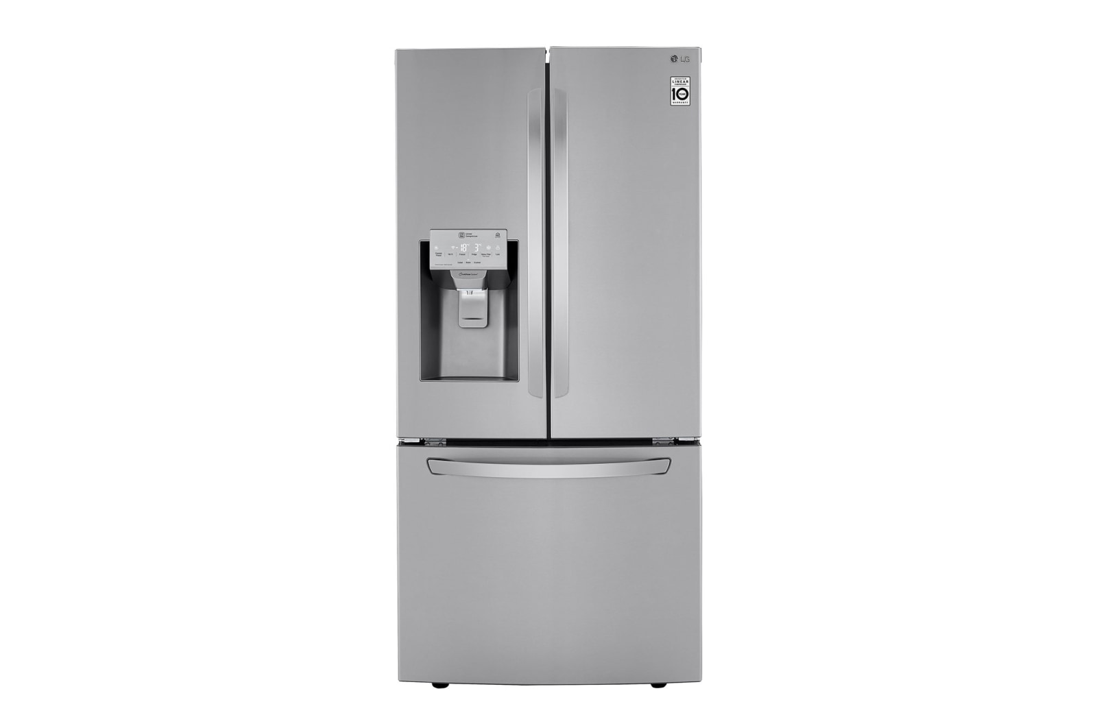 Vista frontal de Refrigerador French Door  Inteligente 25 pies cúbicos - Acero Inoxidable con Despachador de Agua y Hielos  | LINEAR INVERTER LM65SGS