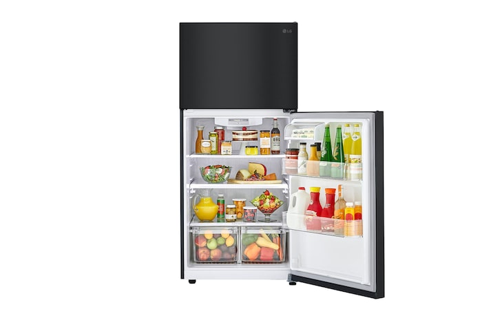 bottom door open with food