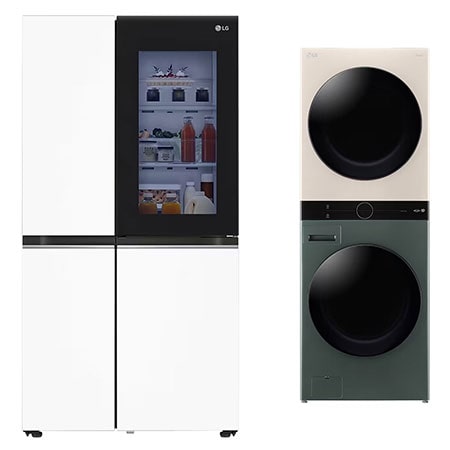Refrigerador InstaView™ Side by Side 23 pies³ + Torre de lavado WashTower™ con AI DD™ 22kg (con Secadora de gas)