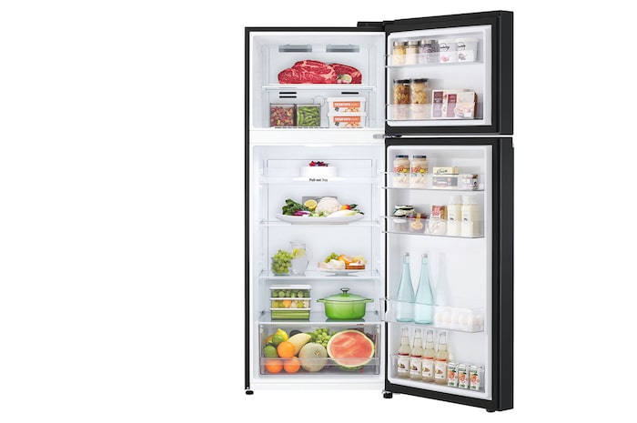 front view open door with food