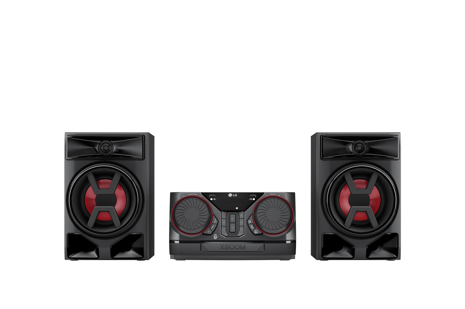Vista frontal de la LG xboom CK43N | Bocina Bluetooth | xboom de 300W con Wireless Party Link y Multi Jukebox ideal para fiestas