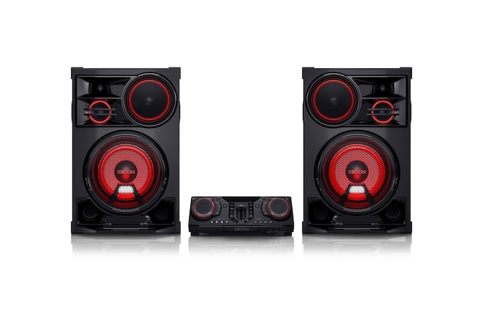 Vista frontal de la LG xboom CL98 | Bocina Bluetooth | xboom de 3,500W con Multi Color Lighting y Karaoke Star ideal para fiestas