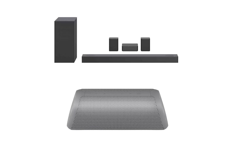 LG Barra de Sonido LG S75QR| 520W | 5.1.2 canales | Dolby Atmos + LG XBOOM bocina bluetooth portátil XG5QGR, S75QR.XG5QGR