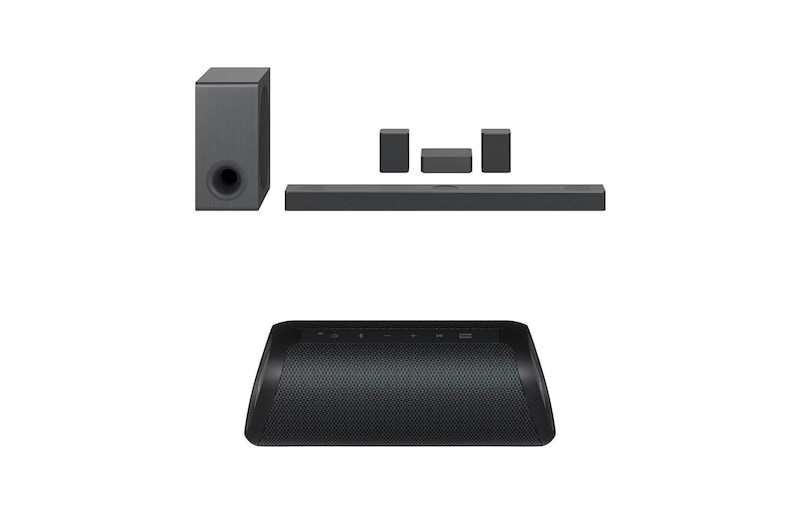 LG Barra de sonido LG S80QR | 5.1.3 canales | Dolby Atmos y MERIDIAN + LG XBOOM Go bocina bluetooth XG7QBK, S80QR.XG7QBK