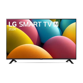 Front view of LG FHD TV, LR67 with text of LG SMART TV and 2024 on screen with 2-pole stand