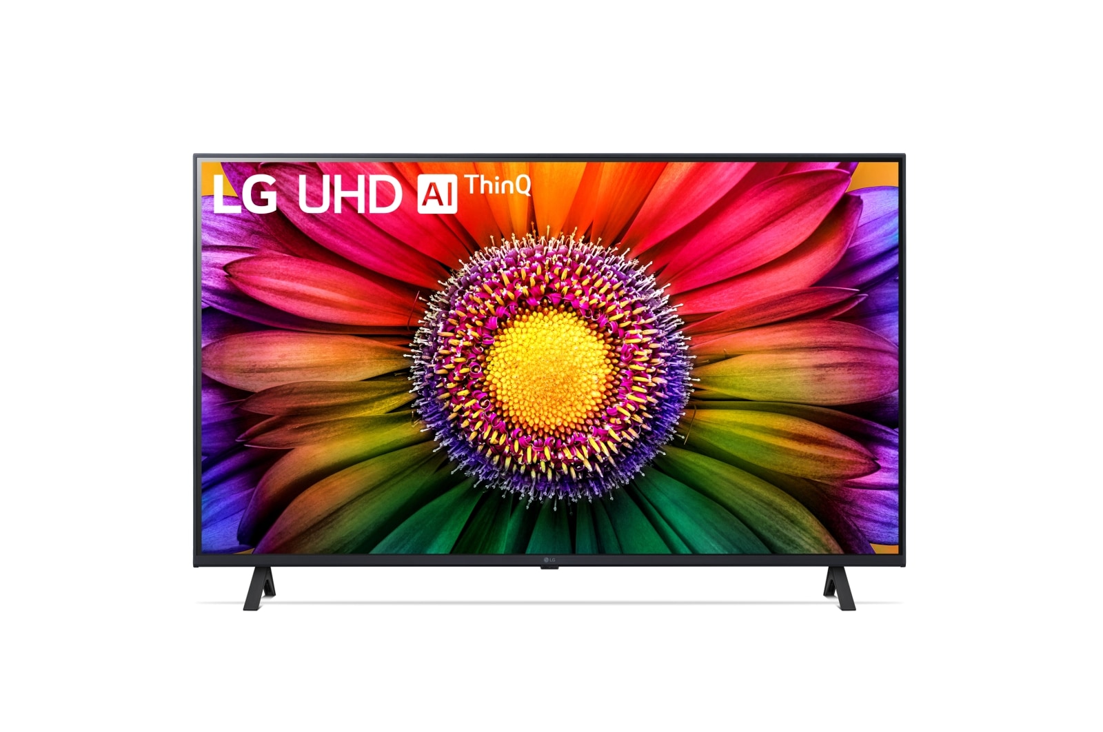 Una vista frontal del televisor LG UHD